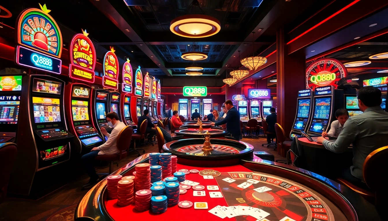 Experience the thrill of casino gaming with qq888 at dynamic betting tables and playful slot machines.