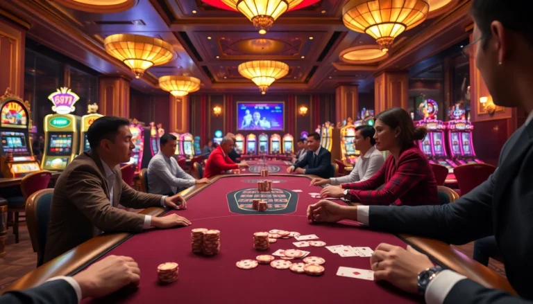 Experience the exhilarating world of 69vn with vibrant casino gaming featuring tables and slot machines.