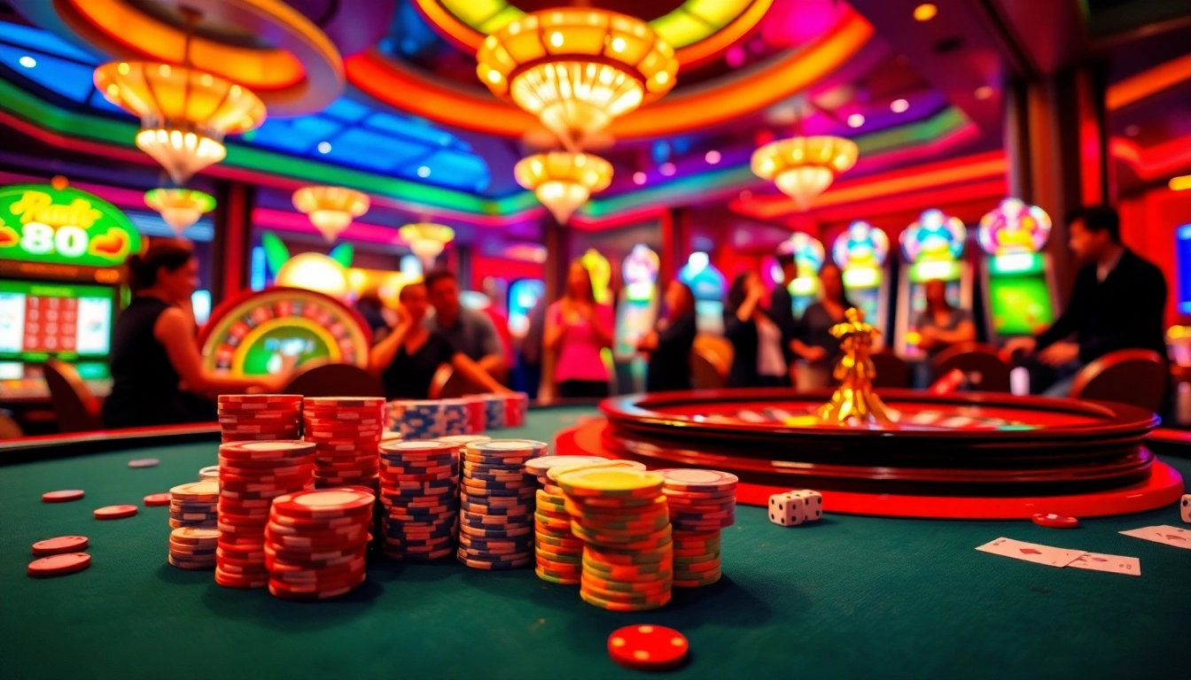 Experience the thrill of nohu90 at a vibrant casino table where players engage in high-stakes poker action.